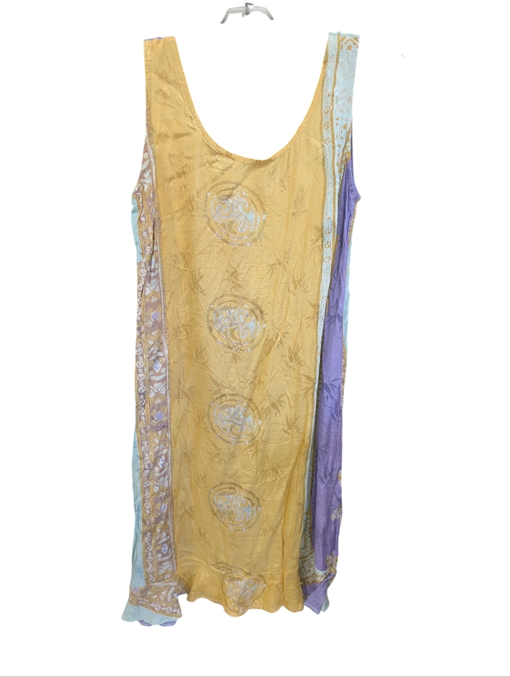 Chicos Zenergy Rayon Bamboo Tank Swing Summer Dress Ruffle Hem Resort Sz L